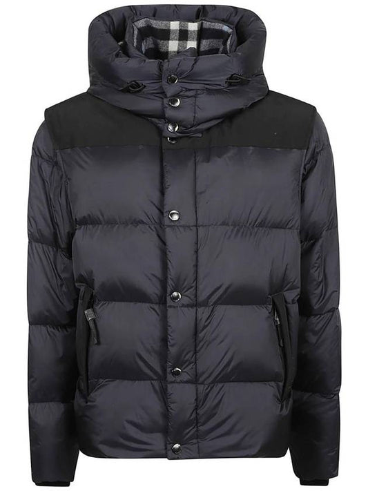 Men's Side Pocket Zip Padded Jacket Navy - BURBERRY - BALAAN 1