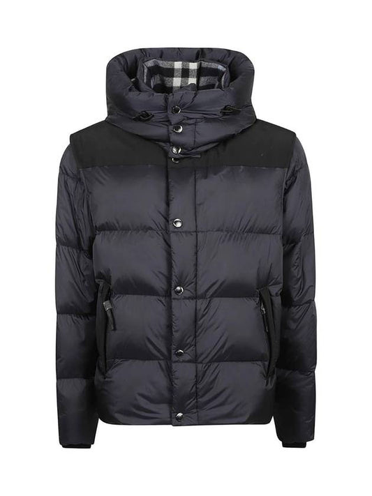 Men's Side Pocket Zip Padded Jacket Navy - BURBERRY - BALAAN 1