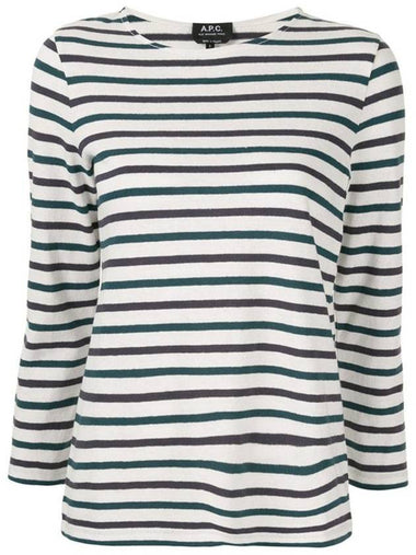 Signature Stripe Long Sleeve T-Shirt White - A.P.C. - BALAAN 1