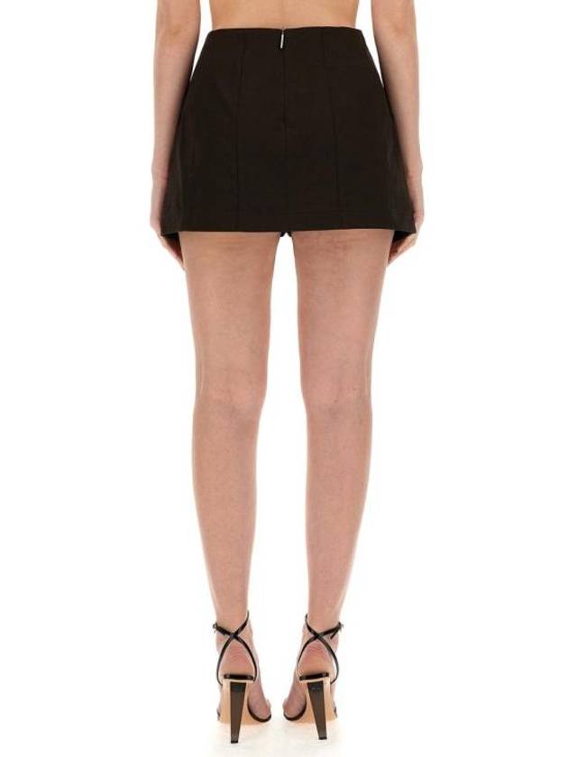 Gabardine Wrap Effect Mini A-Line Skirt Brown - MSGM - BALAAN 4