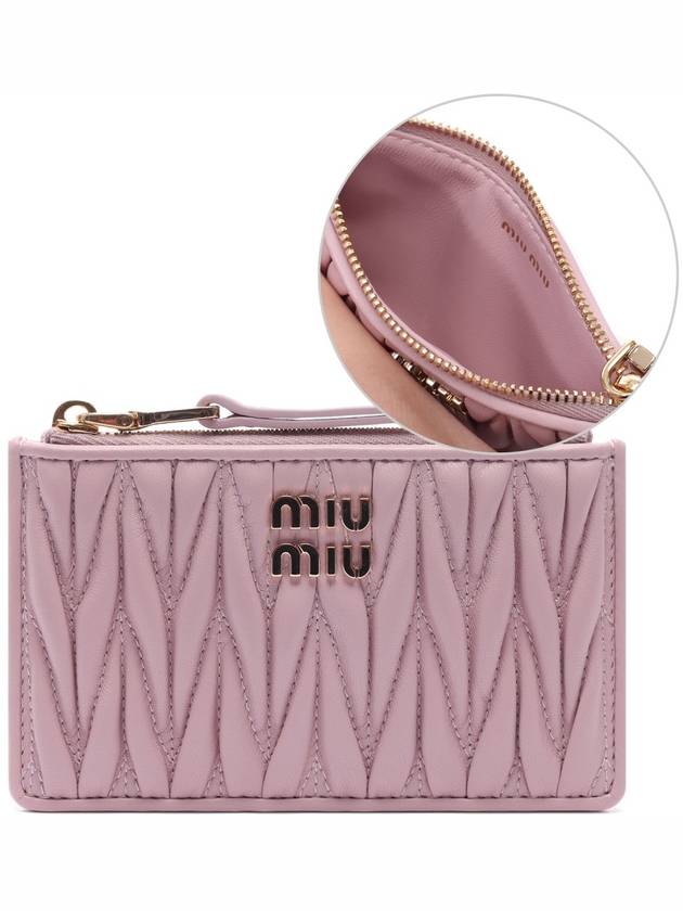 Matelasse Leather Envelope Card Wallet Pink - MIU MIU - BALAAN 3