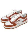 Downtown Perforated Leather Low Top Sneakers Orange - PRADA - BALAAN 8