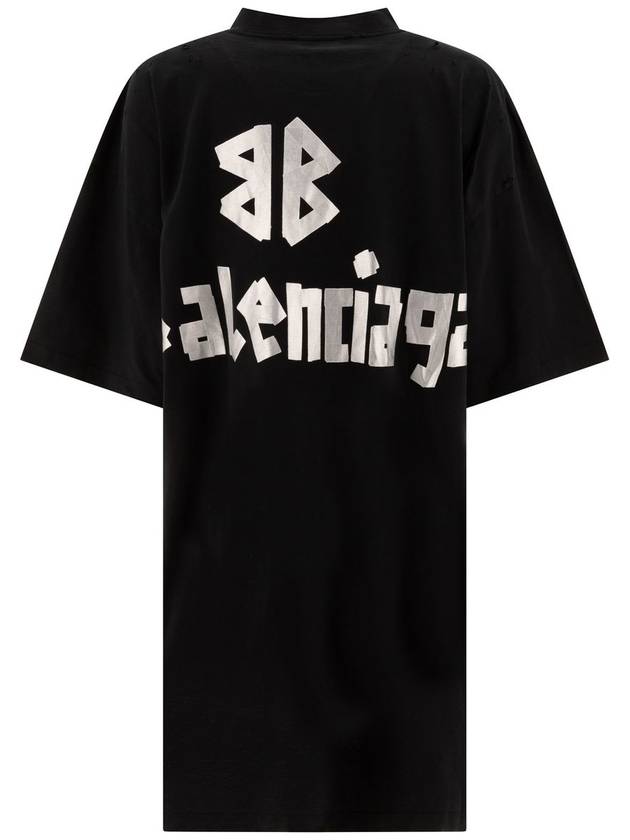 Logo Print T-Shirt Short Dress Black - BALENCIAGA - BALAAN 3