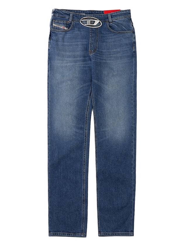 Women's D Arc Logo Buckle Denim Straight Jeans Blue - DIESEL - BALAAN.