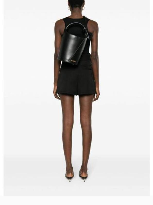 Le Petit Tourni Mini Knotted Leather Bucket Bag Black - JACQUEMUS - BALAAN 4