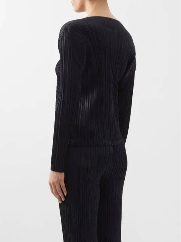 Pleated Please Issey Miyake Jersey Crew Neck Long Sleeve Top Black - ISSEY MIYAKE - BALAAN 4