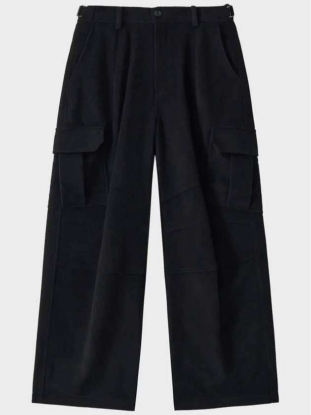 Wool Cargo Parachute Track Pants Black - NOIRER - BALAAN 3