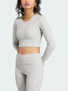 Essentials Rib Crop Long Sleeve T Shirt Grey - ADIDAS - BALAAN 2