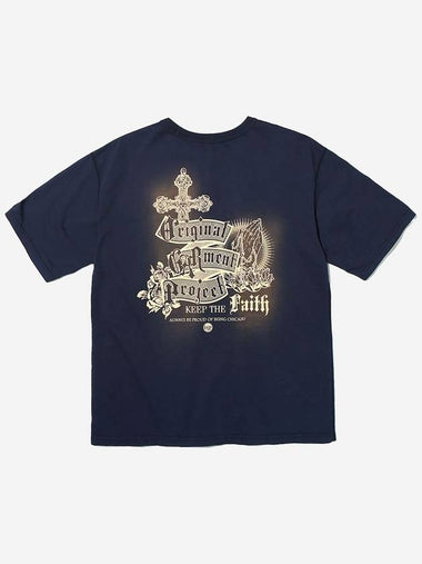 Garment Washed Lettering Graphic Tee Navy - OGARP - BALAAN 1