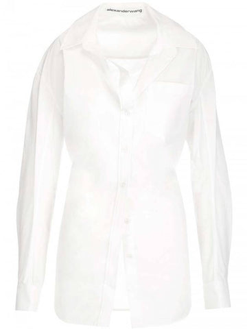 cotton cutout detail shirt white - ALEXANDER WANG - BALAAN 1