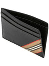 Icon Stripe Grainy Leather Card Wallet Black - BURBERRY - BALAAN 4