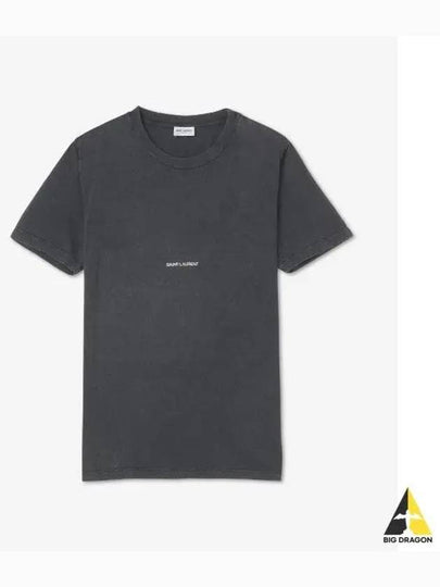 Destroyed Archive Logo Print Short Sleeve T-Shirt Black - SAINT LAURENT - BALAAN 2