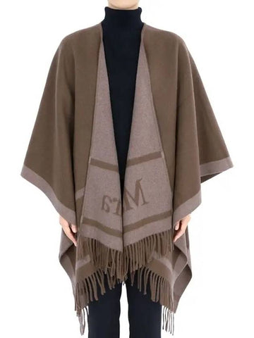 Women s Logo Wool Cape Shawl Brown 2424736051 005 - MAX MARA - BALAAN 1