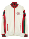 Zipper Logo Patch Jersey Zip-up Jacket Ivory - GUCCI - BALAAN 11