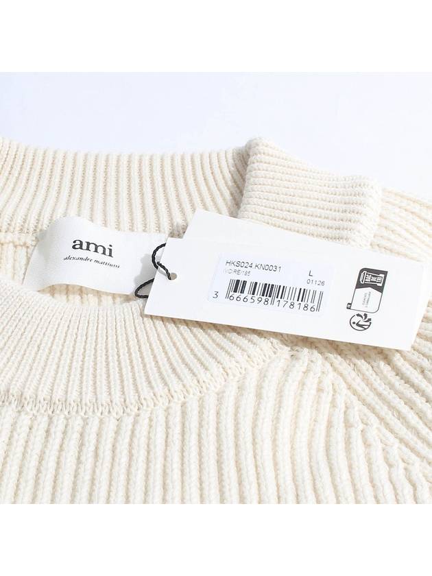 Logo Patch Knit Top Ivory - AMI - BALAAN 7