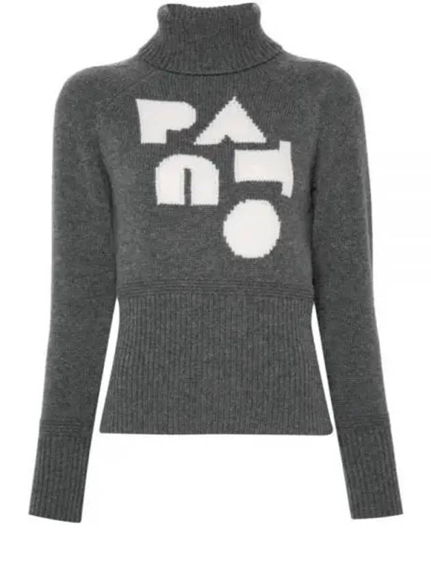 Wool Cashmere Turtleneck Grey - PATOU - BALAAN 2