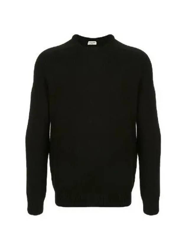 Men's Crewneck Cashmere Knit Top Black - SAINT LAURENT - BALAAN 3