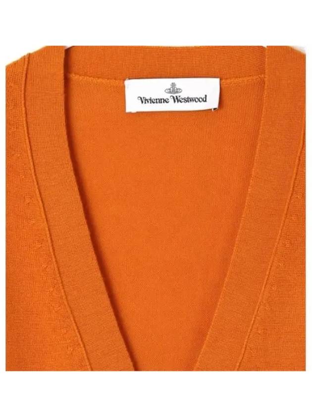 Embroidery Logo Fine Wool Cardigan Orange - VIVIENNE WESTWOOD - BALAAN 4