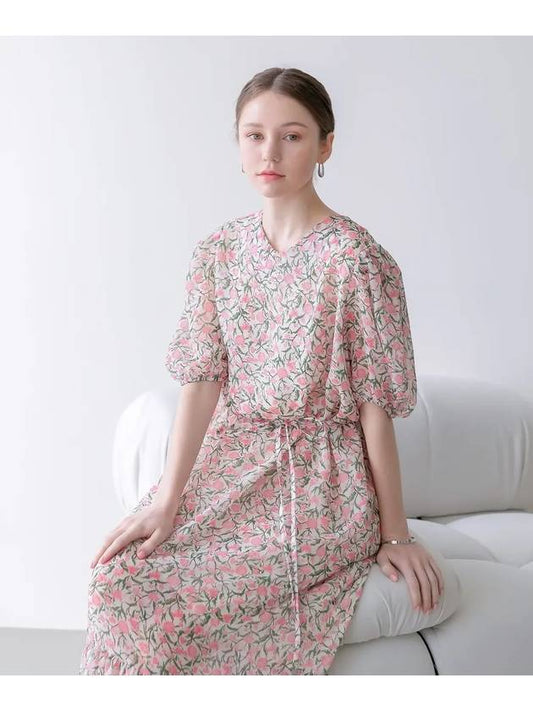 Belted volume flower dress - KELLY DONAHUE - BALAAN 1