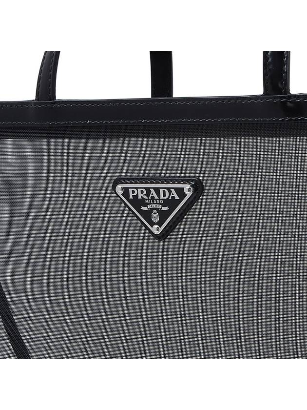 Triangle Logo Mesh Tote Bag Black - PRADA - BALAAN 8