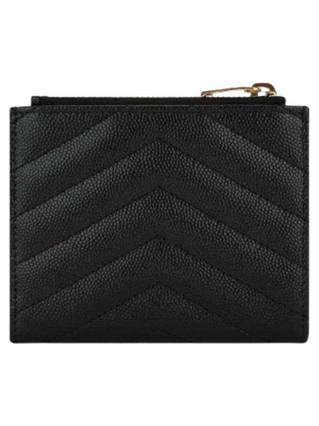 Cassandre Matelasse Grain De Poudre Embossed Leather Half Wallet Black - SAINT LAURENT - BALAAN 4