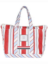 Wash Striped Small Tool Canvas Tote Bag Red - THOM BROWNE - BALAAN 1