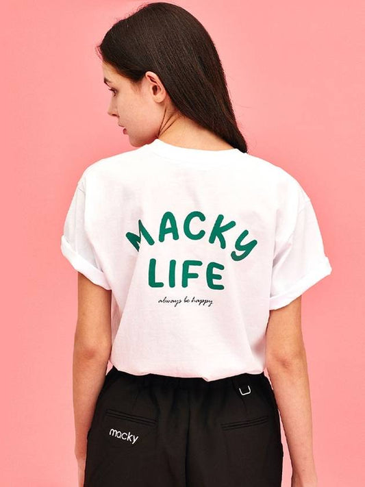 Life Patch Short Sleeve T-Shirt White Green MCSS24HT7GR - MACKY - BALAAN 1