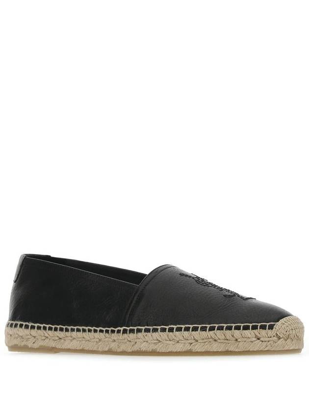 Monogram Leather Espadrilles Black - SAINT LAURENT - BALAAN 3