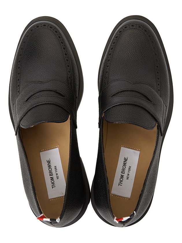 Pebble Grain Rubber Sole Penny Loafer Black - THOM BROWNE - BALAAN 3