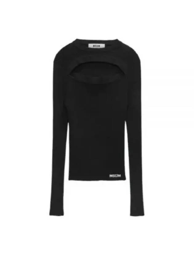 Ribbed Viscose Shirt Knit Top Black - MSGM - BALAAN 2