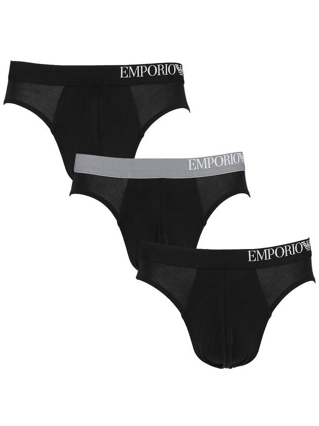 Logo 3 Pack Briefs Black - EMPORIO ARMANI - BALAAN 1