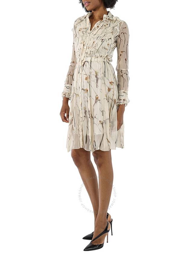 Women s Ruffle Detail Long Sleeve Short Dress Beige - BURBERRY - BALAAN 3