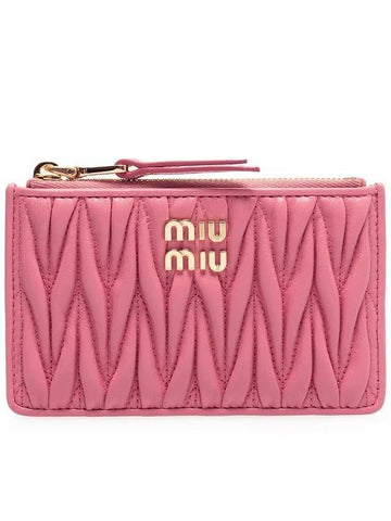 Matelasse Leather Card Wallet Begonia Pink - MIU MIU - BALAAN 1