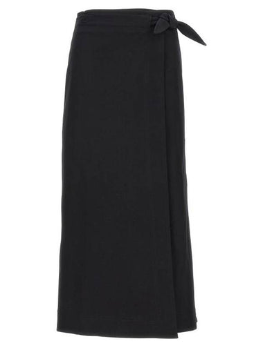 Wrap Stretch A-Line Skirt Black - GANNI - BALAAN 1