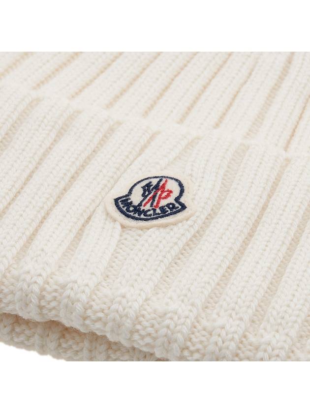 Women s Logo Patch Wool Beanie Hat 3B00036 A9327 030 - MONCLER - BALAAN 6