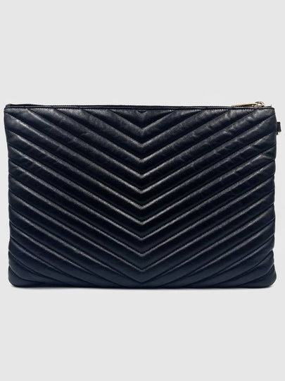 Monogram Chevron Black Clutch Bag - SAINT LAURENT - BALAAN 2