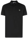 Pique Stretch Cotton Short Sleeve Polo Shirt Black - STONE ISLAND - BALAAN 2