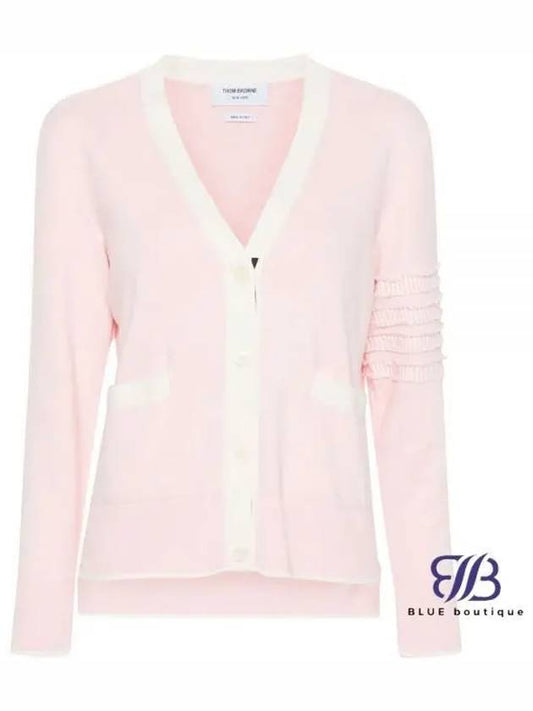 Milano Stitch V Neck Cardigan Pink - THOM BROWNE - BALAAN 2