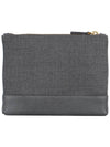 4-Bar Wash Wool Clutch Bag Grey - THOM BROWNE - BALAAN 5