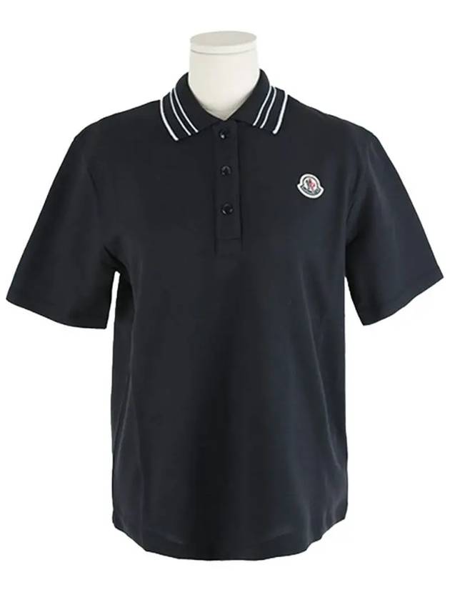 Logo Patch Short Sleeve PK Shirt Navy - MONCLER - BALAAN 2