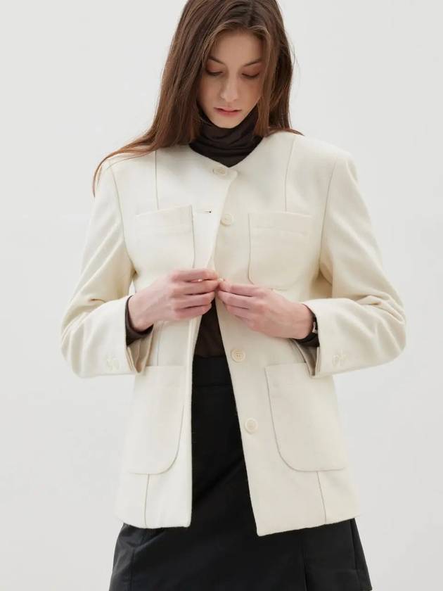 Women's Wool Half Pea Coat Ivory - LESEIZIEME - BALAAN 2