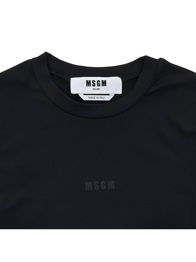 Logo Print Cropped Long Sleeve T-Shirt Black - MSGM - BALAAN 4