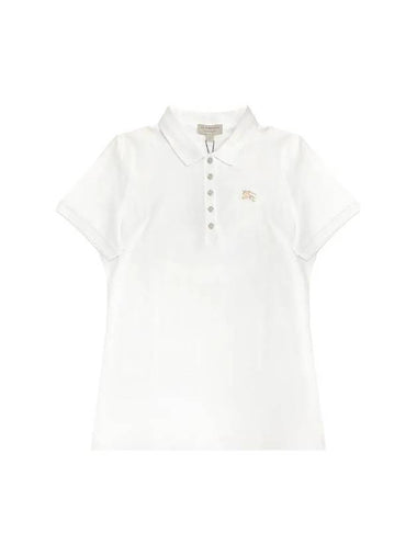 Gold Logo Short Sleeve Polo Shirt White - BURBERRY - BALAAN 1