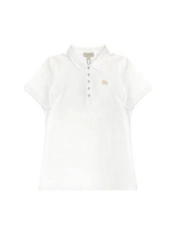 Gold Logo Short Sleeve Polo Shirt White - BURBERRY - BALAAN 1