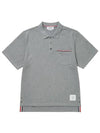 RWB Pocket Interlock Cotton Short Sleeve Polo Shirt Grey - THOM BROWNE - BALAAN 3