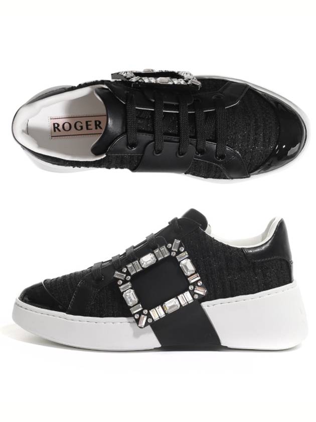 Viv Buckle Fabric Low Top Sneakers Black - ROGER VIVIER - BALAAN 2