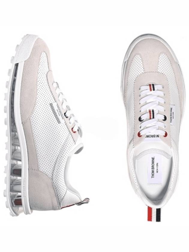 Vitello Calf Leather Clear Sole Tech Runner Sneakers White - THOM BROWNE - BALAAN 2