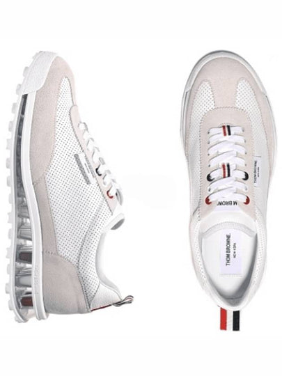 Vitello Calf Leather Clear Sole Tech Runner Sneakers White - THOM BROWNE - BALAAN 2