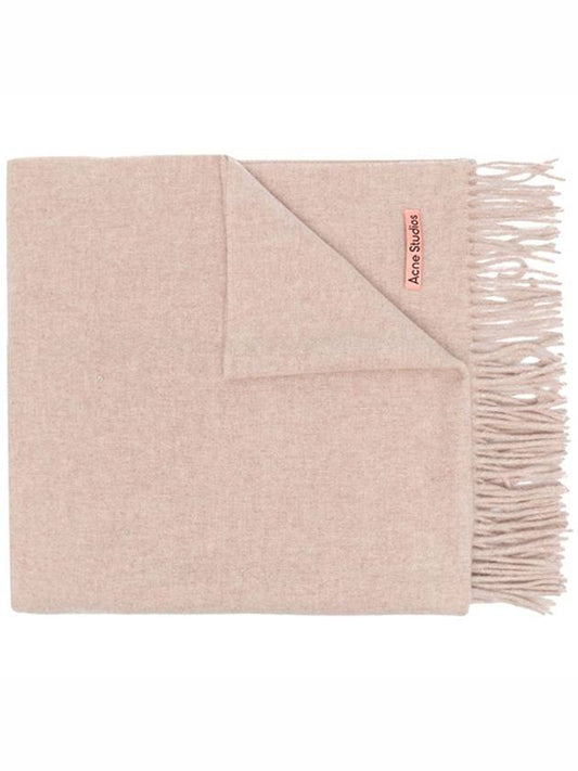 Logo Wool Fringe Scarf Oatmeal Melange - ACNE STUDIOS - BALAAN 2