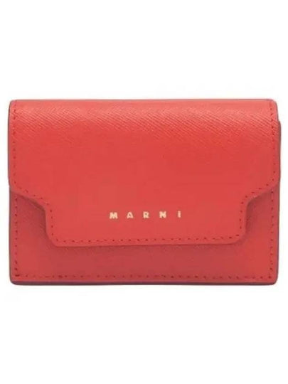 Saffiano Leather Trifold Half Wallet Red - MARNI - BALAAN 2